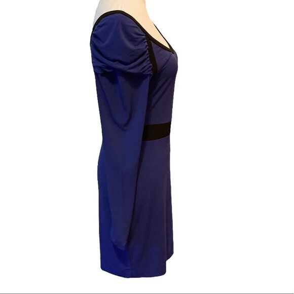 BCBGeneration Purplish Blue Long Sleeve Boatneck Dress, Size M - Picture 3 of 7